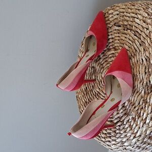 BODEN Womens Henrietta Courts Pink/Red Suede 3" Pumps Point Toe EU36/US5.5